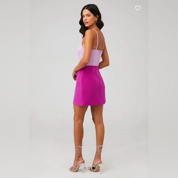 FRENCH CONNECTION COLOR BLOCK WHISPER DRESS IN KYOTO BLOSSOM/PURE PASSION COLOR - Picture 3 of 7